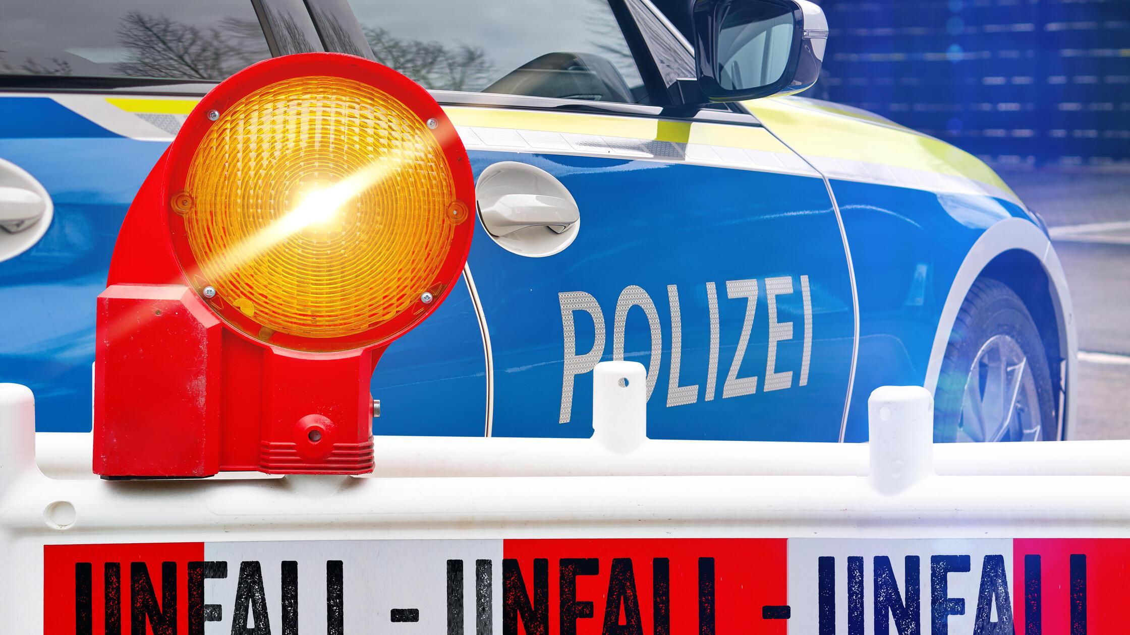 FOTOMONTAGE, Symbol einer Polizeiabsperrung nach m