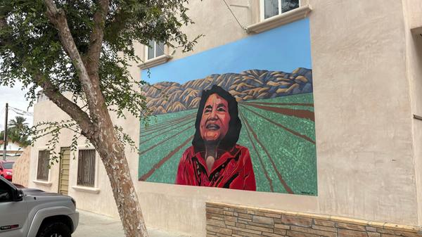 Um die Stadt schöner und lebenswerter zu machen, gibt es seit einigen Jahren immer mehr Wandgemälde in Coachella. Dieses zeigt die US-amerikanischen Bürgerrechts- und Gewerkschaftsaktivistin Dolores Huerta.