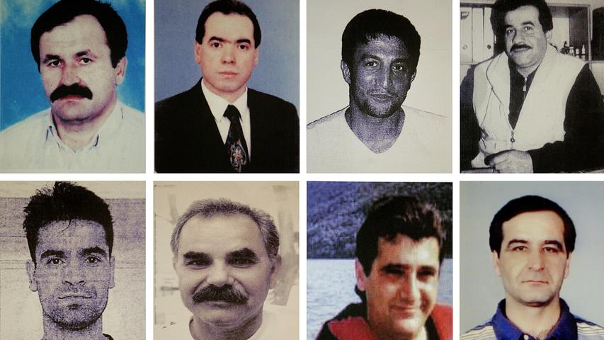 Am 13. Juni 2001 wird in der Nürnberger Südstadt der Schneider Abdurrahim Özüdogru (obere Reihe, Zweiter von links) mit zwei Kopfschüssen getötet. Er war allein an seinem Arbeitsplatz.