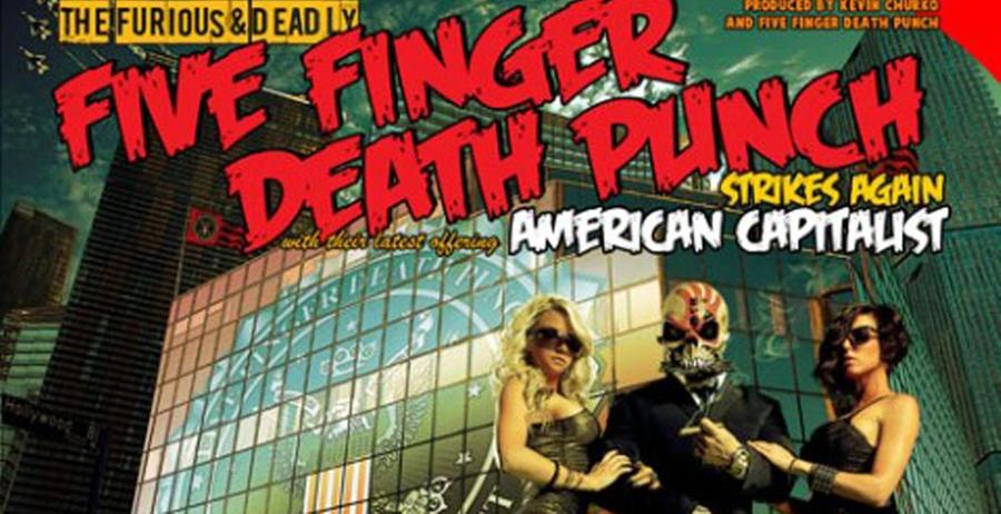 Five Finger Death Punch, oder kurz 5FDP, sind eine fünfköpfige Metalband aus Los Angeles. Ihr Album American Capitalist aus dem Jahr 2011 erreichte Platz 1 der US-Independent-Album-Charts. Ein Bandporträt von Five Finger Death Punch gibt's hier zu lesen.