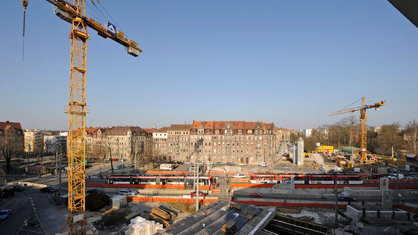Bau der U-Bahnlinie 3 am Friedrich-Ebert- und Kaulbachplatz