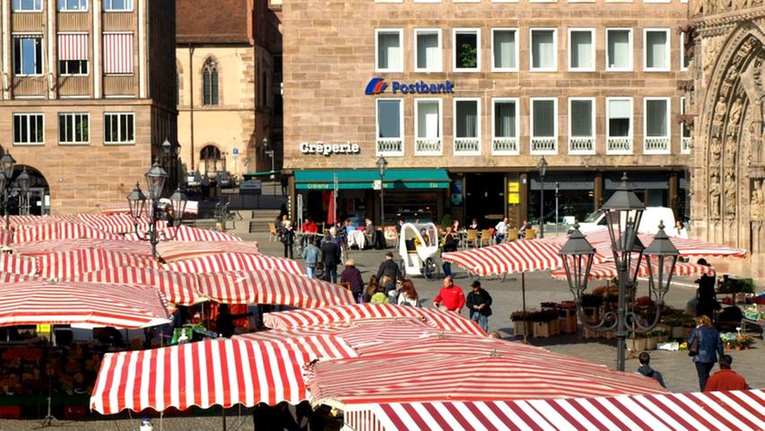 Auch auf dem Nürnberger Hauptmarkt wurde bei sommerlicher Atmosphäre gedreht.