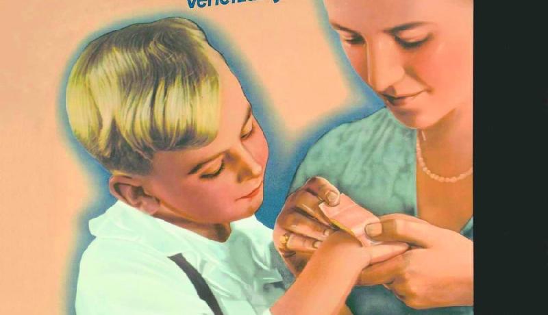 Ein Werbeplakat für Hansaplast aus dem Jahr 1935. Bis heute blieb das berühmte Heftpflaster fast unverändert. Ein Werbeplakat für Hansaplast aus dem Jahr 1935. Bis heute blieb das berühmte Heftpflaster fast unverändert.