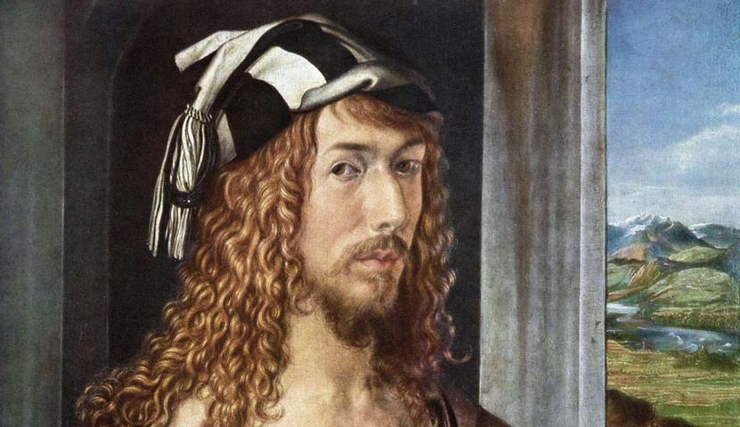 Albrecht Dürer ist Nürnbergs bedeutendster Künstler. Als Grafiker, Maler und Kunsttheoretiker brachte er es im Zeitalter des Humanismus und der Reformation im 15. und 16. Jahrhundert zu europäischem Ruhm. Nürnberg ist stolz auf "seinen Dürer", der dort am 21. Mai 1471 geboren wurde. Deshalb ist er allgegenwärtig in der Stadt. Dürer malte bereits mit 13 Jahren sein erstes Selbstporträt. Auf diesem "Selbstbildnis mit Landschaft" ist er 26 Jahre alt. Das Selbstporträt ist im Museo Nacional del Prado in Madrid ausgestellt.