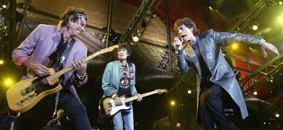 Nach einigen Spannungen in der Band, vor allem zwischen Mick Jagger und Keith Richards, ging die Band nach einigen Jahren Pause wieder auf Tour. Hier sind sie in Spanien im Jahr 2003.