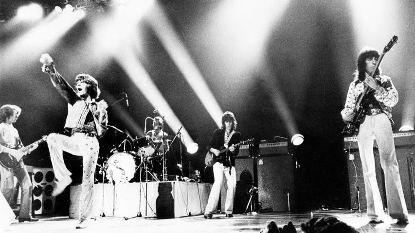 Die Stones 1973 im Londoner Wembley Stadion.