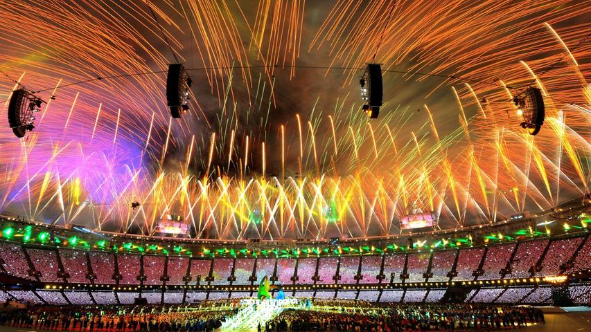 Das Bild spricht eigentlich für sich: Die Abschlussfeier war bunt, spektakulär, einfach ein weiteres Highlight dieser Olympischen Spiele in London.