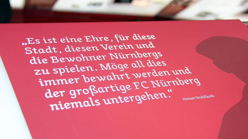 "Es ist eine Ehre, für diese Stadt, für diesen Verein und die Bewohner Nürnbergs zu spielen. Möge all dies immer bewahrt werden und der großartige FC Nürnberg niemals untergehen.", sagte Heiner Stuhlfauth. Ein Zitat, das die tiefe Zuneigung des Spielers dem Club gegenüber ausdrückt.