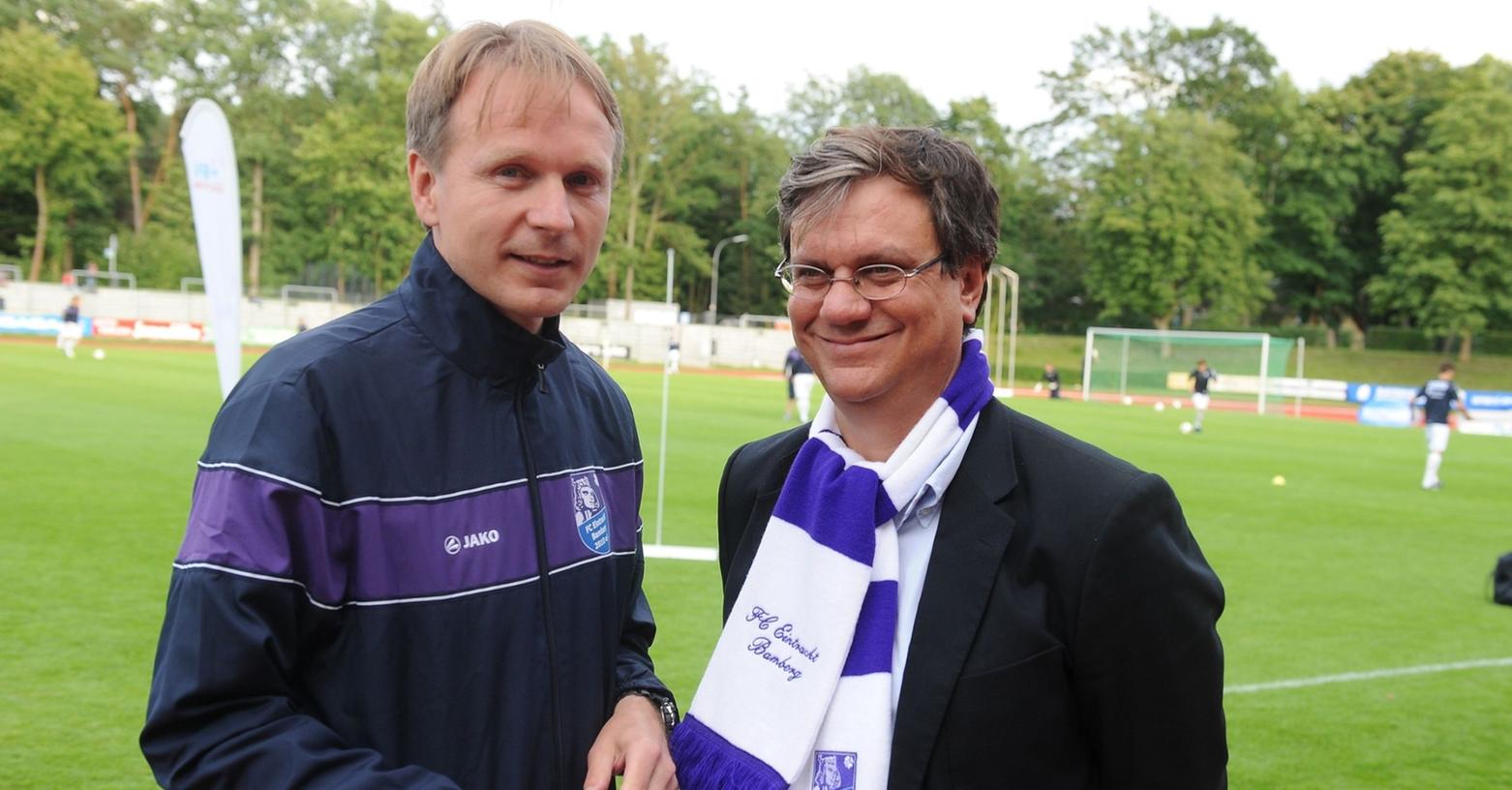 Ein Bild aus glücklicheren Tagen: FCE-Präsident Matthias Zeck (re., hier im Bild mit Petr Skarabela).