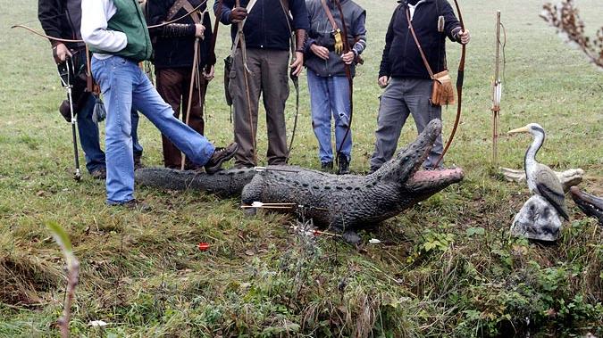 ...und sogar ein Krokodil. Aber keine Angst: Die Sportler jagten natürlich keine echten Tiere.