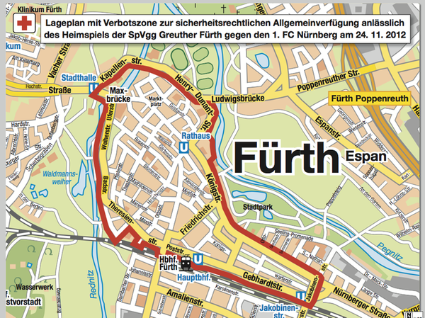 Sperrzone: Stadt Fürth schließt Clubfans aus