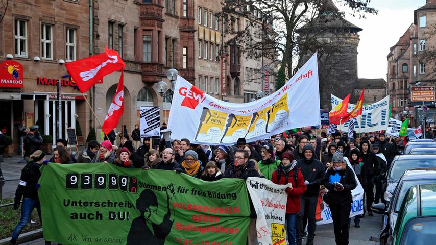 "Nein zu Studiengebühren": Demonstration in Nürnberg