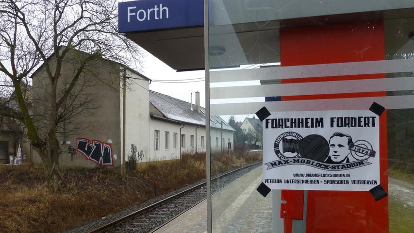 Auch am Bahnhof Forth bei Forchheim haben die Fans ihren Forderungen Ausdruck verliehen.
