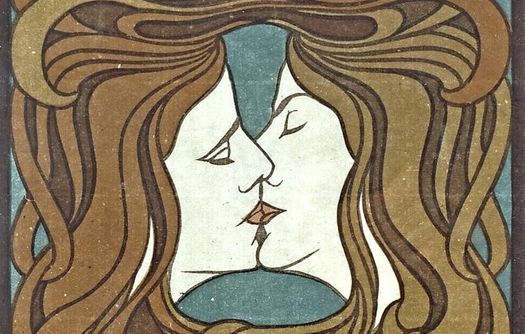 ...aber auch schön anzusehen: "Der Kuss" von Peter Behrens, ein Holzschnitt, der 1898 im Kunstmagazin "Pan" abgedruckt wurde. Etwas weniger sinnlich, dafür umso Staatstragender...