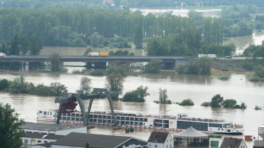 Die Donau erreichte in Deggendorf zeitweise mit 8,44 Metern einen historischen Höchststand.
