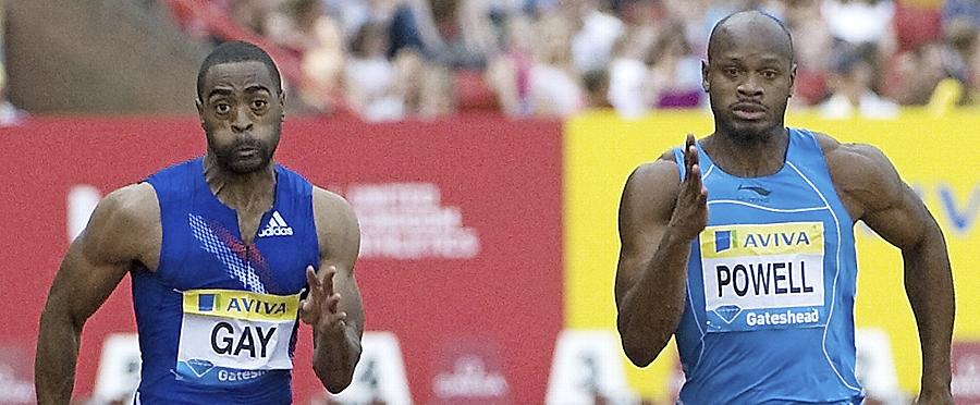 2013: Mitte Juli rappelte es in der Leichtathletik: Erst bestätigte der US-Sprinter Tyson Gay (links) eine positive Dopingprobe und sagte seinen WM-Start ab. Nur wenige Stunden später kam heraus, dass auch der Jamaikaner Asafa Powell positiv auf Doping getestet wurde.