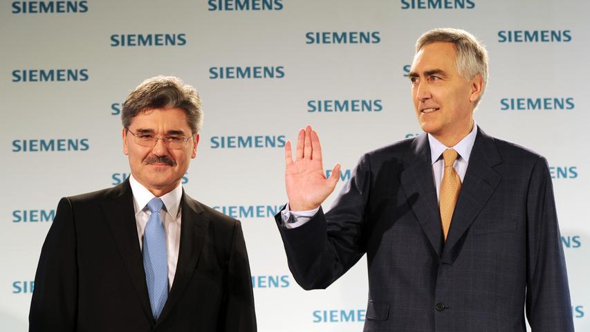 Auch wenn Peter Löscher nicht alleinig für diese lange Serie von Pleiten, Pech und Pannen verantwortlich sein mag, muss er dennoch den Siemens-Konzern verlassen. Als Nachfolger ist der bisherige Finanz-Chef Joe Kaeser (links) im Gespräch.