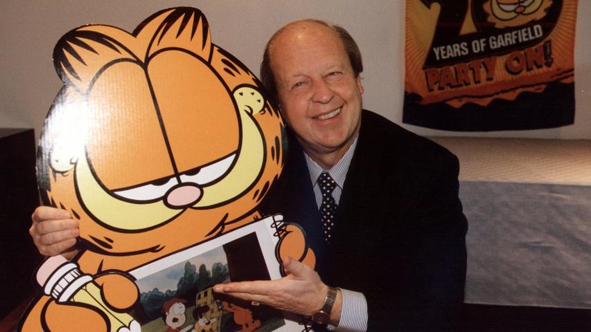Der wahrscheinlich faulste fiktive Kater der Welt: Garfield, hier im Bild neben seinem Schöpfer Jim Davis.