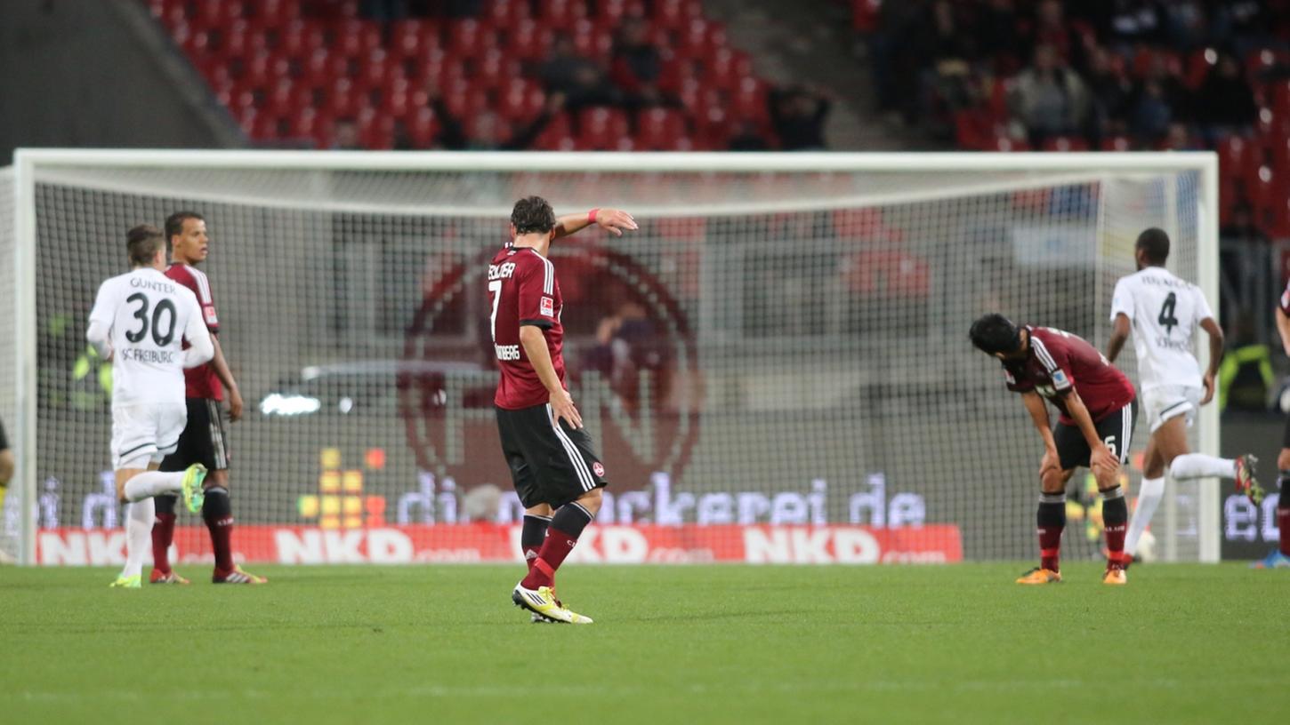 Pures Entsetzen und Enttäuschung herrschte bei den Club-Spielern nach der Niederlage gegen den SC Freiburg.