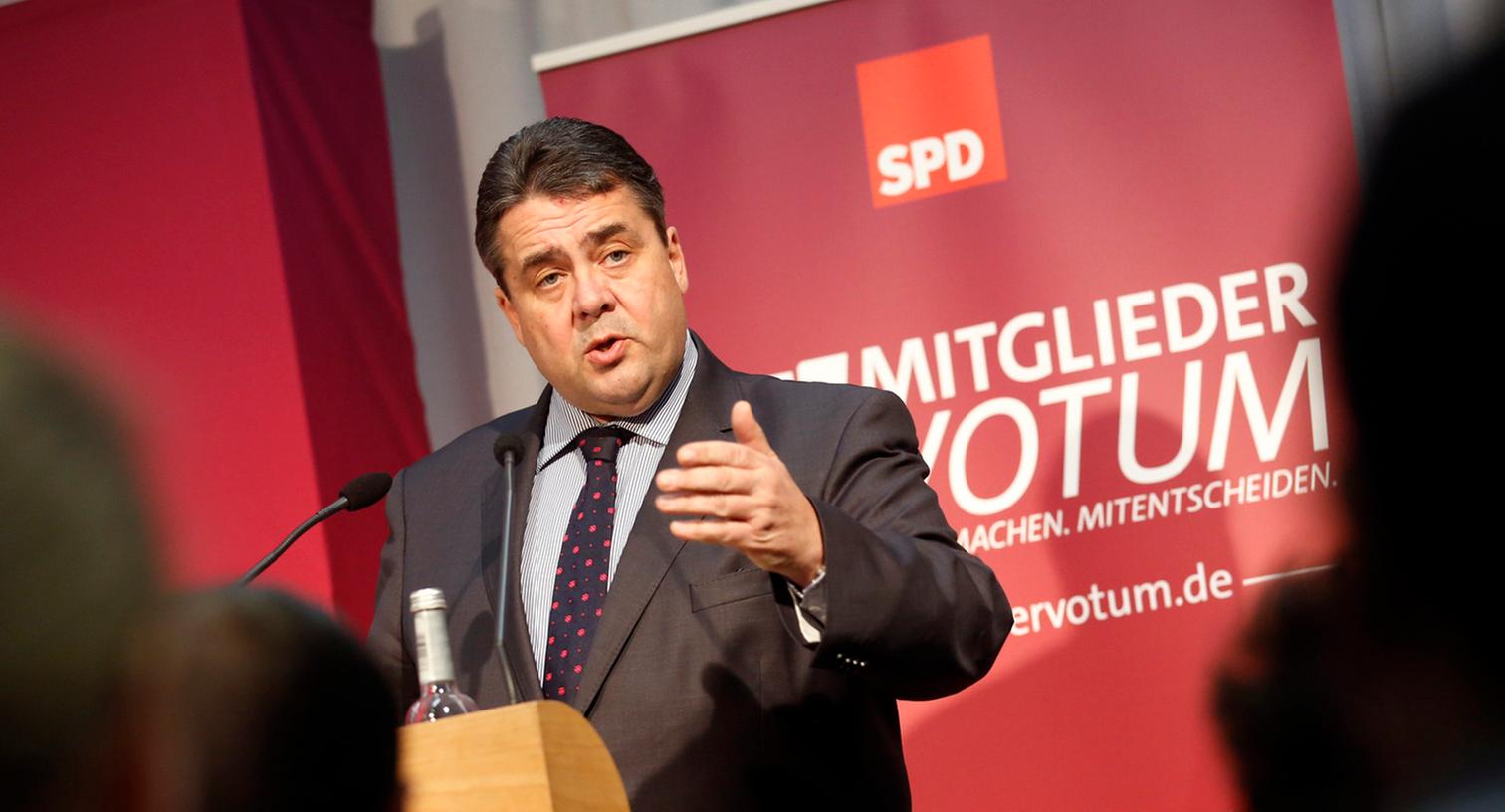 SPD-Chef Gabriel warb in Nürnberg für den schwarz-roten Koalitionsvertrag.