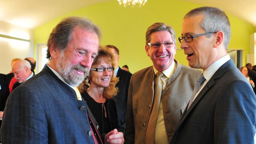 Glauber und Schulenburg im Gespräch mit Neunkirchens Bürgermeister Heinz Richter.