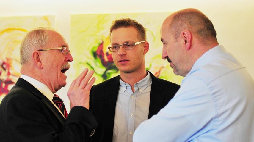 Small Talk mit Ex-Bürgermeister Richard J. Gügel (links) aus Heroldsbach.