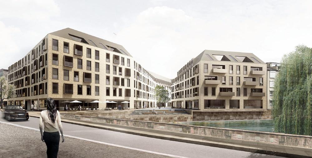 Entwurf des Architekten Volker Staab, nachdem im Herzen der Stadt Wohnungen, Büros, Läden und ein Hotel entstehen sollen.