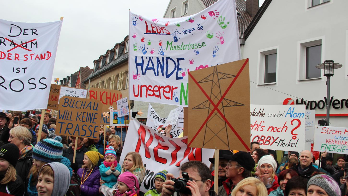 Wie bei der jüngsten Demonstration in Pegnitz formiert sich in Oberfranken der Protest gegen die geplante Stromtrasse.