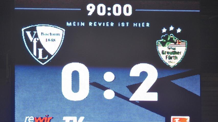 Das war es dann. Die SpVgg Greuther Fürth gewinnt ihr Auswärtsspiel beim VfL Bochum mit 2:0 und festigt damit den zweiten Tabellenplatz in der 2. Bundesliga.