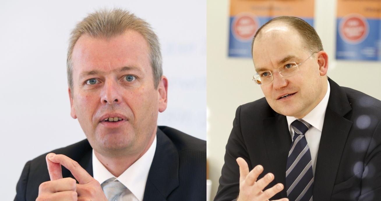 Sozialforscher Reinhard Wittenberg geht davon aus, dass es bei der Oberbürgermeisterwahl in Nürnberg zu einer Stichwahl zwischen Amtsinhaber Ulrich Maly (links) und dem Christsozialen Sebastian Brehm (rechts) kommen wird.