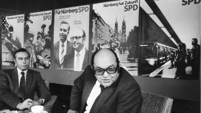 ... und von 1960 bis 1972 Fraktionsvorsitzender der SPD-Stadtratsfraktion. An der Seite der SPD-Oberbürgermeister Andreas Urschlechter und Peter Schönlein war er danach bis 1996 Bürgermeister in Nürnberg.