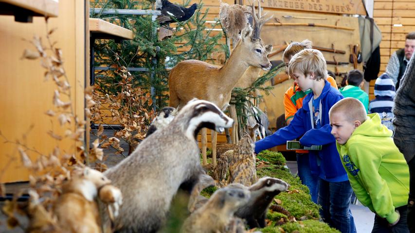 Jäger erklären Kindern die Natur