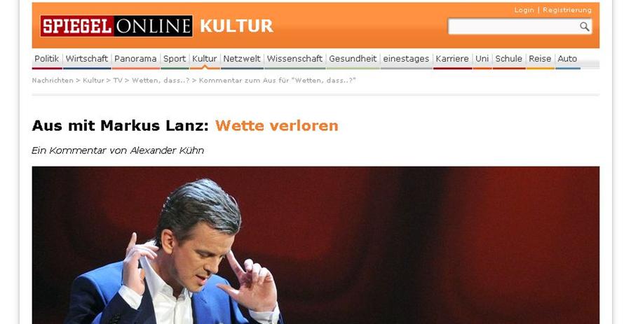 Am Sonntag titelt Spiegel Online : "Aus mit Markus Lanz: Wette verloren". Alexander Kühn kommentiert, das ZDF habe beweisen wollen, dass der Show-Oldtimer noch zeitgemäß sei. Markus Lanz habe von Anfang an keine Ahnung gehabt und nun sei der Motor abgesoffen.