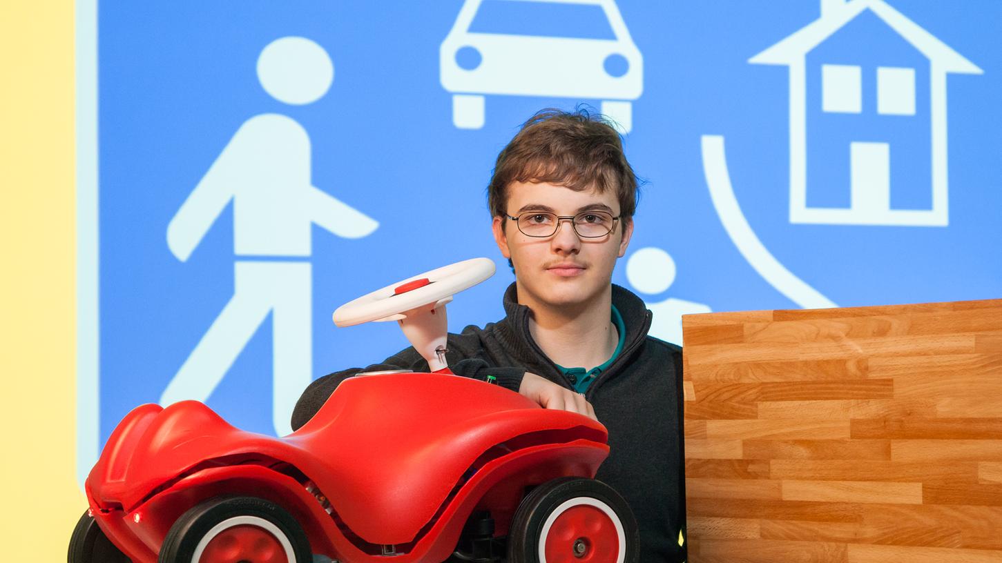 Bei Jugend Forscht tritt der Heroldsbacher Schüler Markus Reichel mit seinem selbstbremsenden Bobby Car an.