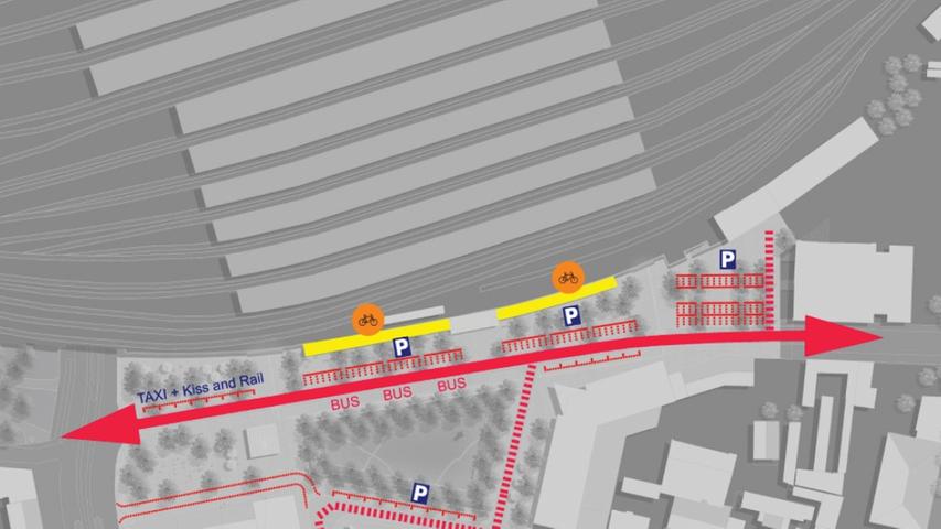 Der Verkehr wird auf dem Platz gebündelt, so dass laut den Planern eine maximal nutzbare Fläche auf dem Platz und entlang des Bahnhofboulevards entsteht.