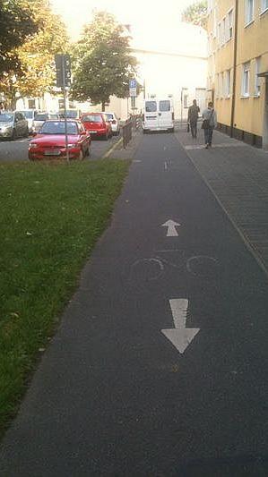 ...und versperren dadurch die Sicht. Auf einem in beide Richtungen verlaufenden Radweg kann dies besonders gefährlich werden: Entgegenkommende Radfahrer und Fußgänger werden leicht übersehen.