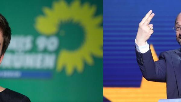 ... zwei Deutsche: Die Grünen-Abgeordnete Ska Kellerer (links) und der derzeitige Präsident des Europäischen Parlaments, Martin Schulz (SPD).