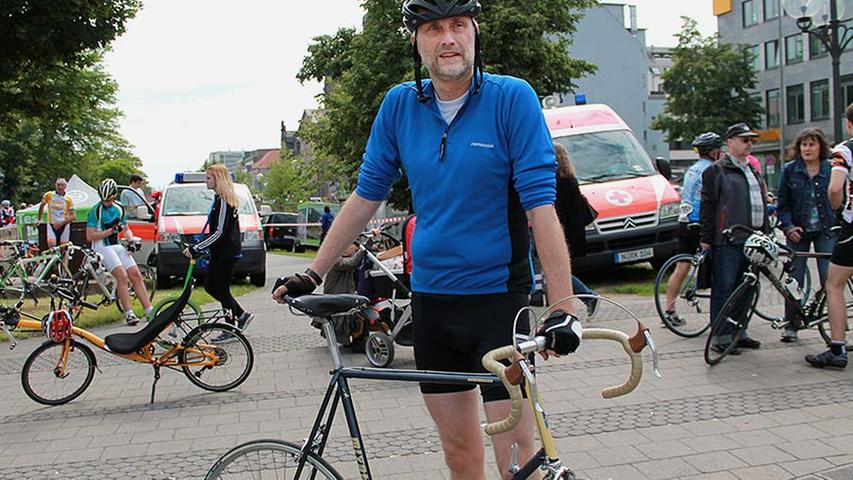 Gert Wassenaar (46) ist beim Altstadtrennen mit einem Oldtimer gestartet. Sein Stahlrad hat schon 30 Jahre auf dem Buckel.