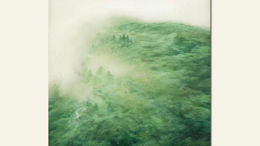 geb. 1979 in Shanghai, China
 lebt in Nürnberg
 Regenwald (2014)
 60 x 60 cm
 Öl auf Seide