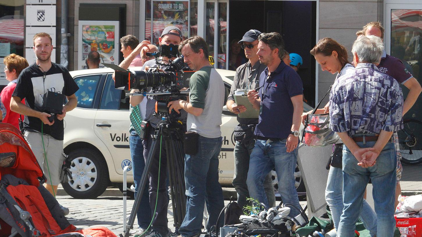 Für den ersten Franken-Tatort ließ der BR bereits in Nürnberg drehen, hier ein Bild von den Arbeiten im August 2014.