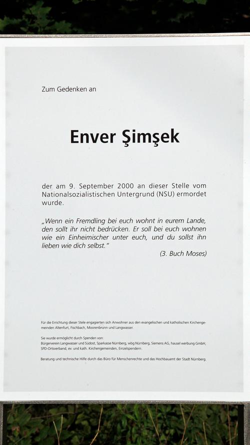 Gedenkstätte für Enver Simsek in Altenfurt eingeweiht