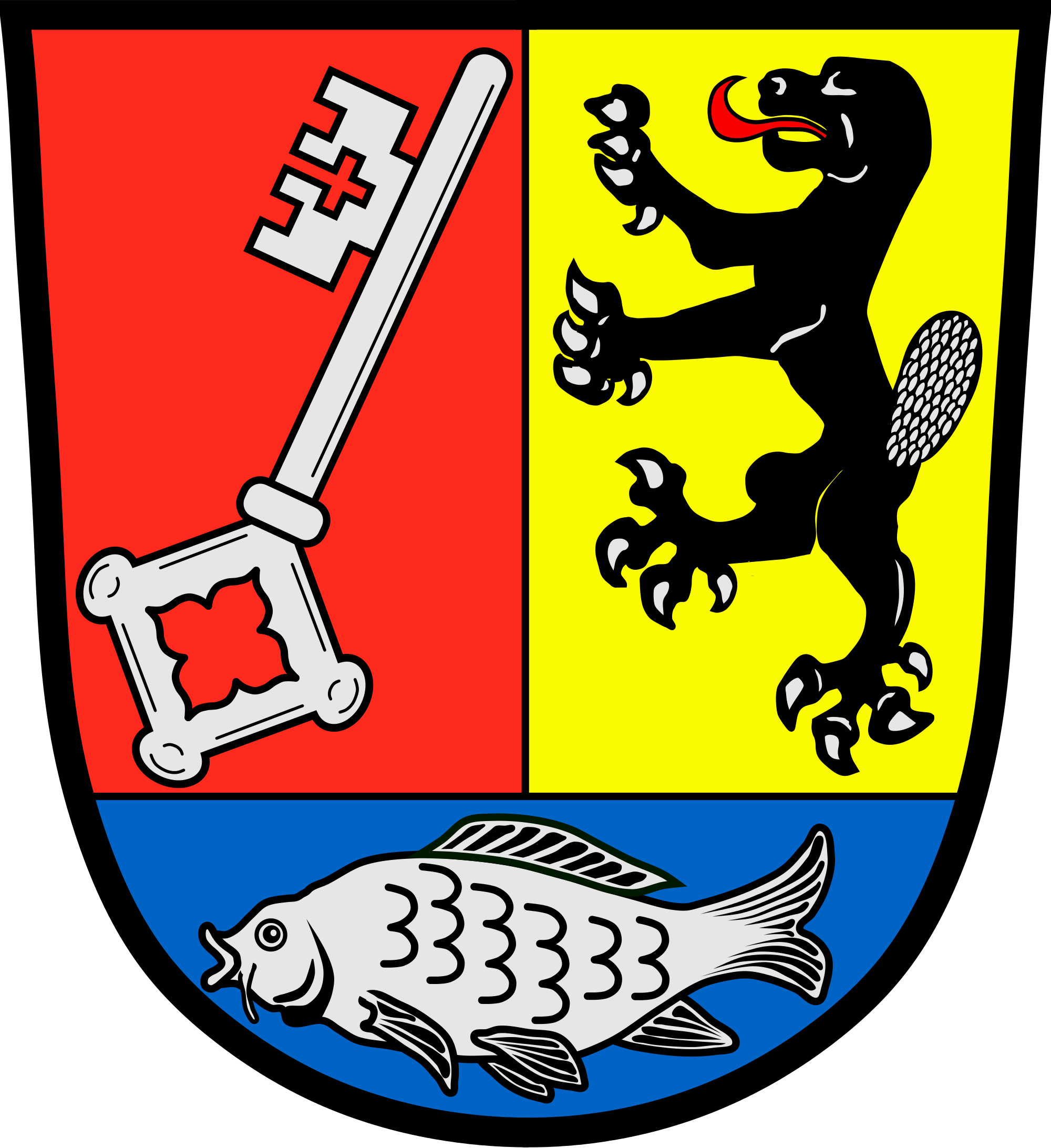 Nicht jeder Ort hat Löwe und Adler zu seinem Wappentier auserkoren. Mehrere Gemeinden in der Region fühlen sich durch den Karpfen besser repräsentiert, so zum Beispiel Adelsdorf (Bild) und Röttenbach bei Erlangen.