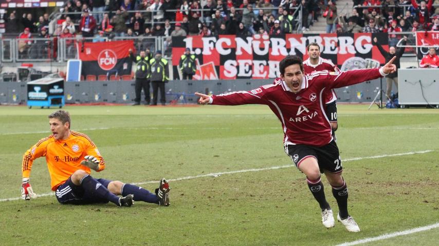 2010 bekam es eine erwartungsgemäß überlegene Münchner Mannschaft im Frankenstadion mit mit einer leidenschaftlich kämpfenden Nürnberger Truppe zu tun. Die Club-Elf rannte sich die Lunge aus dem Leib und wurde belohnt. Nach der Gästeführung durch Müller in Durchgang eins war es Youngster Ilkay Gündogan, der den 1:1-Ausgleich besorgte. Dieses Ergebnis sollte bis zum Abpfiff Bestand haben.