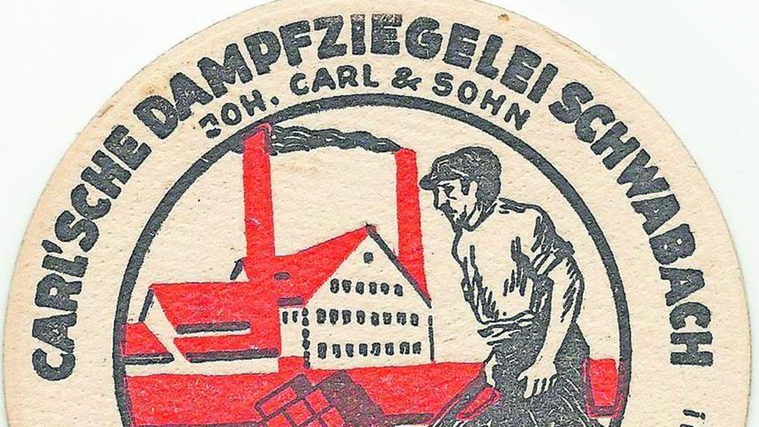 Reklame-Bierdeckel der Carl‘schen Dampfziegelei, Ziegelstraße. Bierdeckel um 1920.
