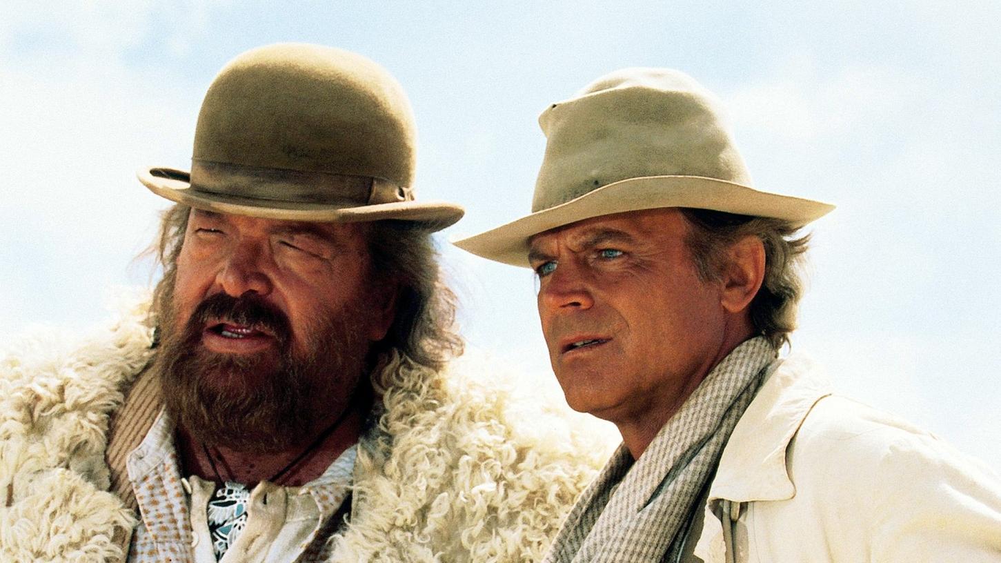 Bud Spencer (links) und Terence Hill (rechts) in ihrem Film "Troublemaker" aus dem Jahr 1994.