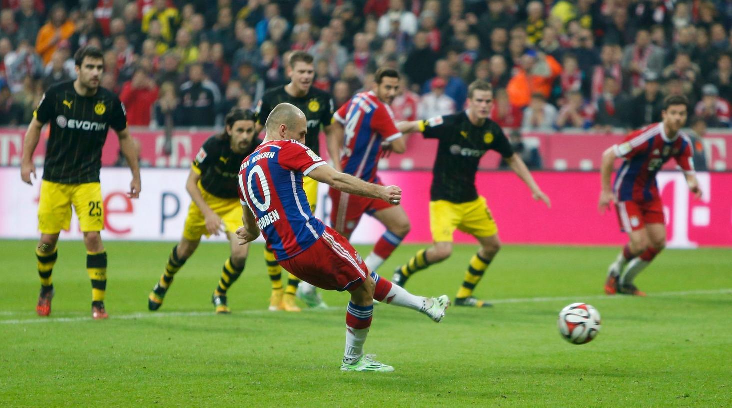 Schuss ins Glück: Vom Punkt behielt Arjen Robben die Nerven, erzielte das entscheidende 2:1 für die Münchner.