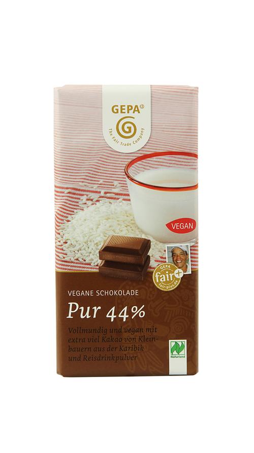 Auch eine Milchersatzschokolade für Veganer gibt es inzwischen im Sortiment. Milchpulver wird durch Haselnussmark und Reisdrinkpulver ersetzt.