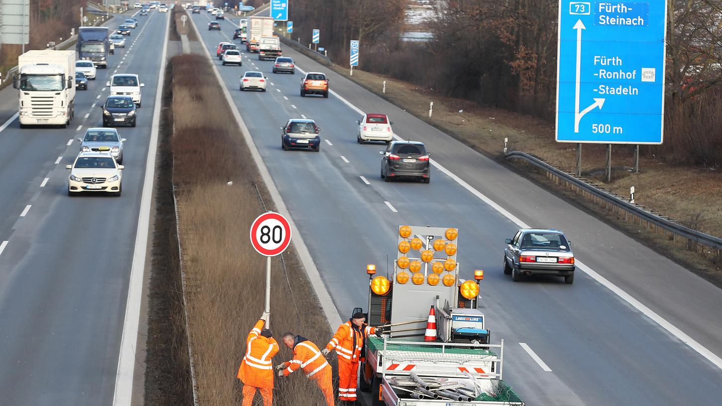Auf dem Frankenschnellweg gehts: Mit Zustimmung des Innenministers wurde kürzlich bei Fürth ein Tempo-Limit von 80 km/h ausgeschildert.