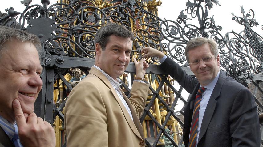 Da war er noch Ministerpräsident von Niedersachsen: Christan Wulff (hier mit Markus Söder) besuchte 2008 Nürnberg.