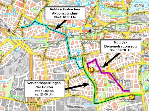 Nügida meets Fasching: Verkehrseinschränkungen am Montag